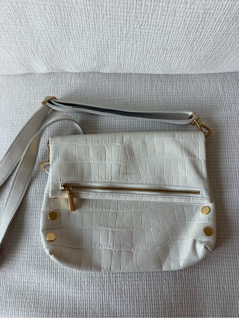 Hammit White Leather Crossbody purse